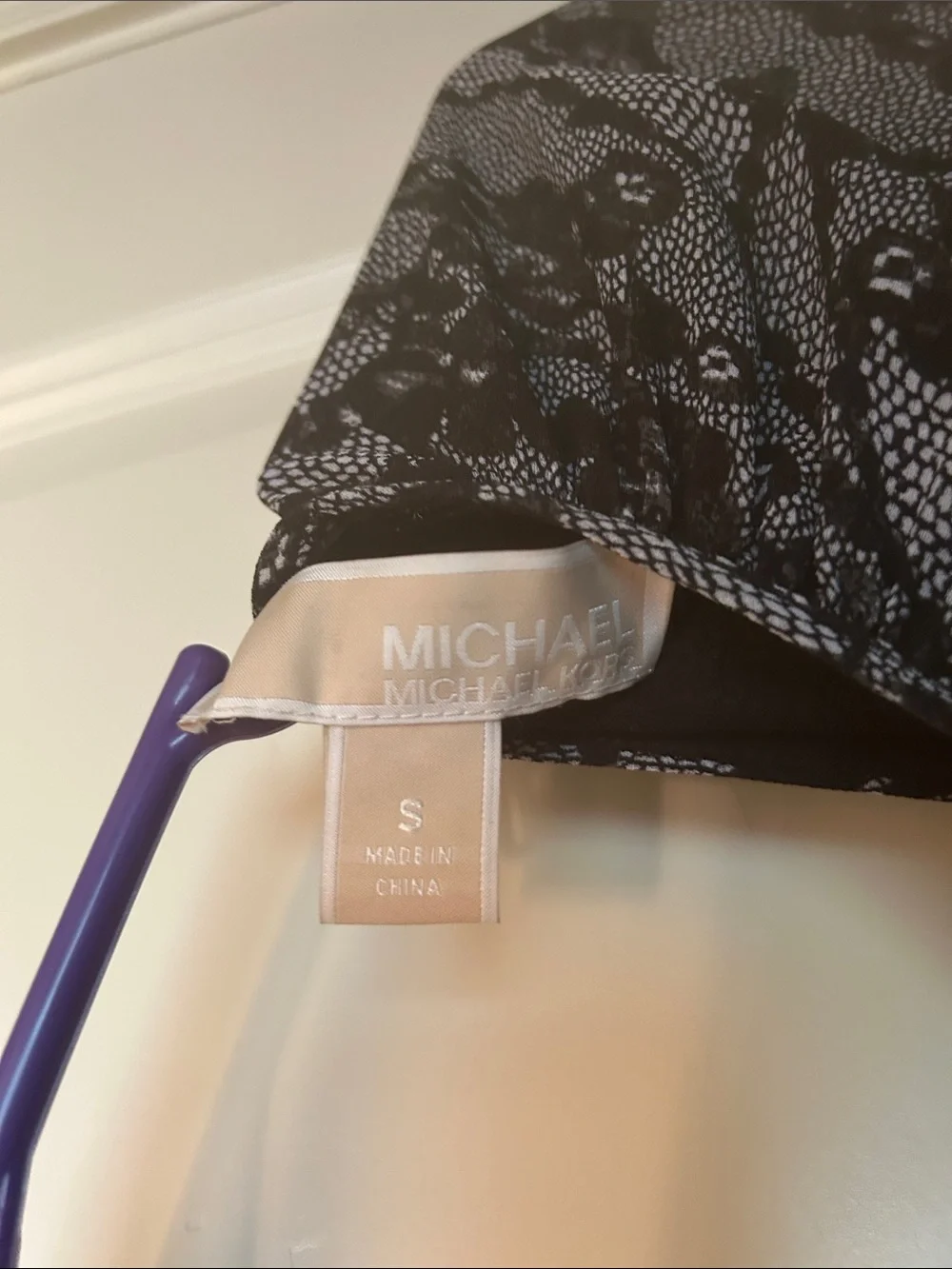 Michael Kors Black Lace-Overlay Long Sleeve A-Line Dress